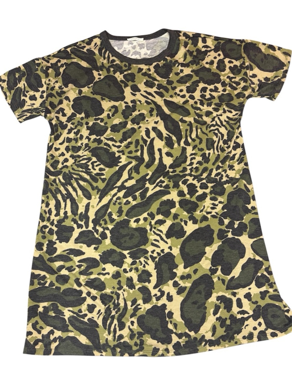 12PM By Mon Ami Beige and Black Leopard Print Babydoll Dress